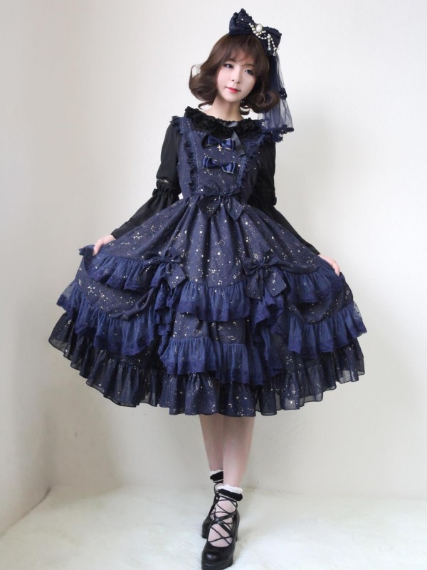 Sweet Retro Chiffon Dress JSK Multi-layered Lolita Jumperskirt Sweet Retro Chiffon Dress JSK Multi-layered Lolita Jumperskirt
