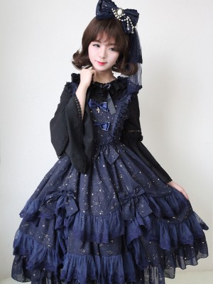 Sweet Retro Chiffon Dress JSK Multi-layered Lolita Jumperskirt