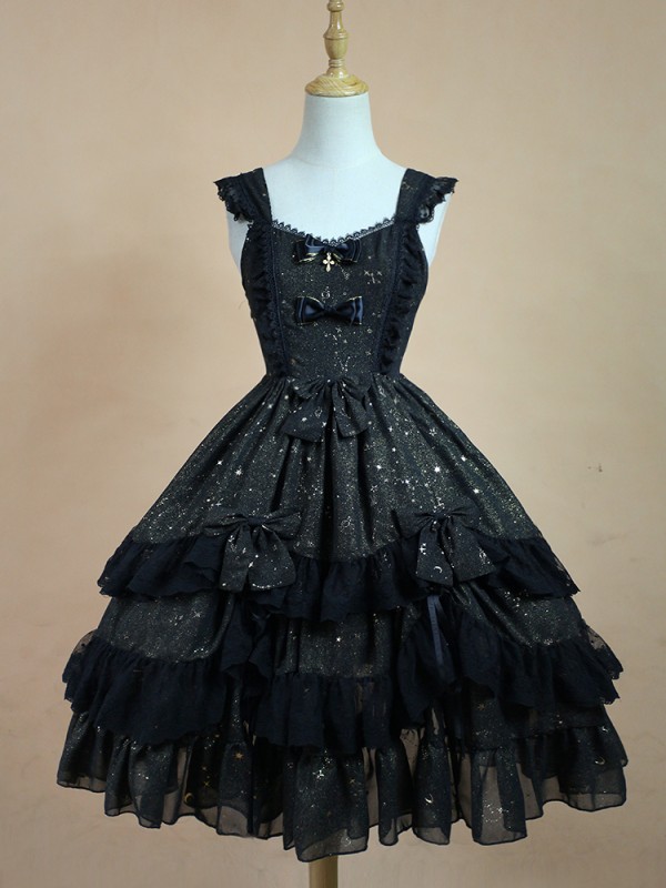 Sweet Retro Chiffon Dress JSK Multi-layered Lolita Jumperskirt Sweet Retro Chiffon Dress JSK Multi-layered Lolita Jumperskirt
