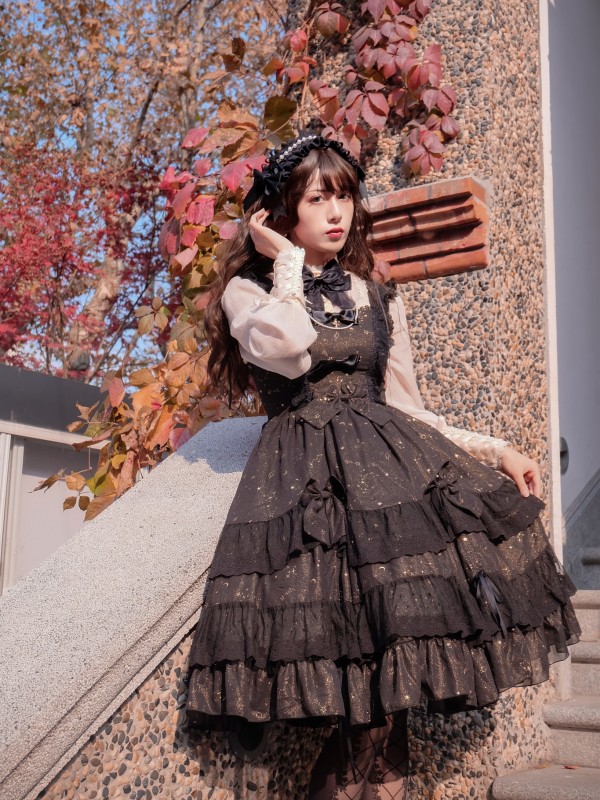 Sweet Retro Chiffon Dress JSK Multi-layered Lolita Jumperskirt Sweet Retro Chiffon Dress JSK Multi-layered Lolita Jumperskirt