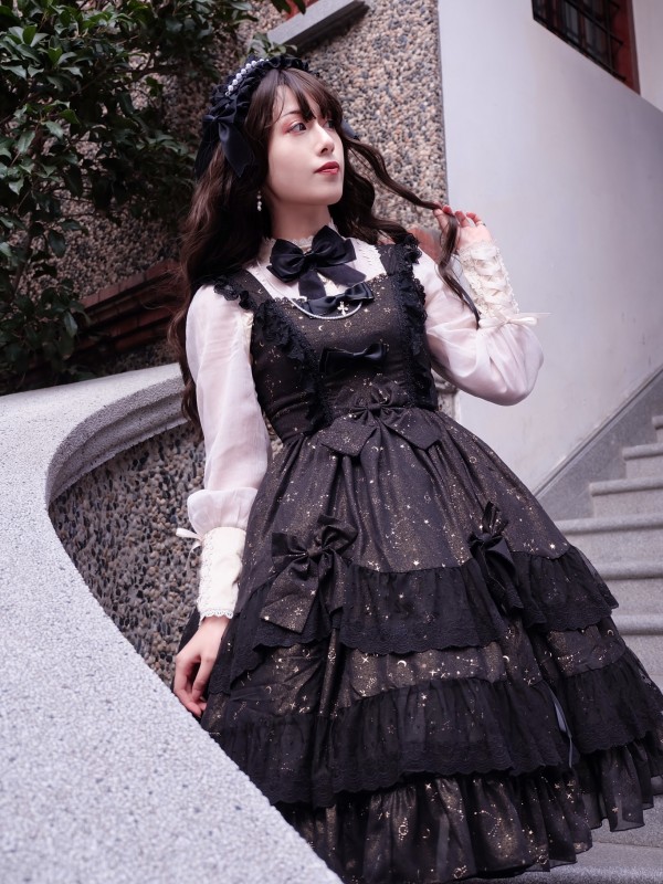 Sweet Retro Chiffon Dress JSK Multi-layered Lolita Jumperskirt Sweet Retro Chiffon Dress JSK Multi-layered Lolita Jumperskirt