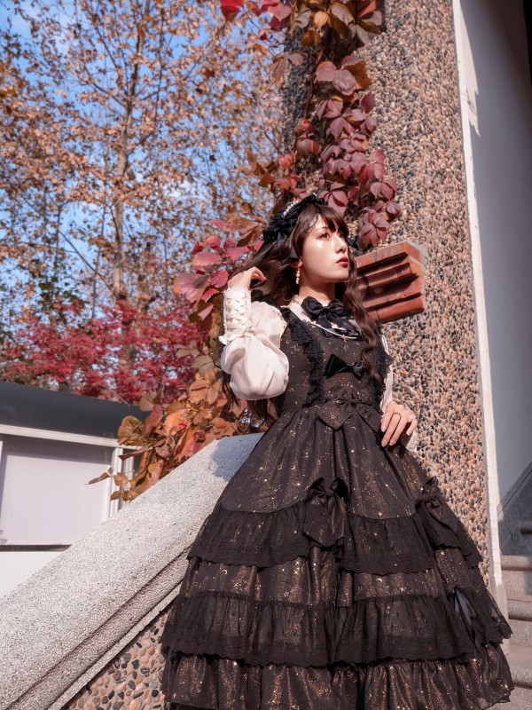 Sweet Retro Chiffon Dress JSK Multi-layered Lolita Jumperskirt Sweet Retro Chiffon Dress JSK Multi-layered Lolita Jumperskirt