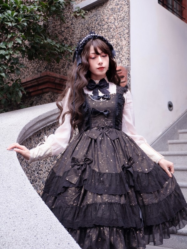 Sweet Retro Chiffon Dress JSK Multi-layered Lolita Jumperskirt Sweet Retro Chiffon Dress JSK Multi-layered Lolita Jumperskirt