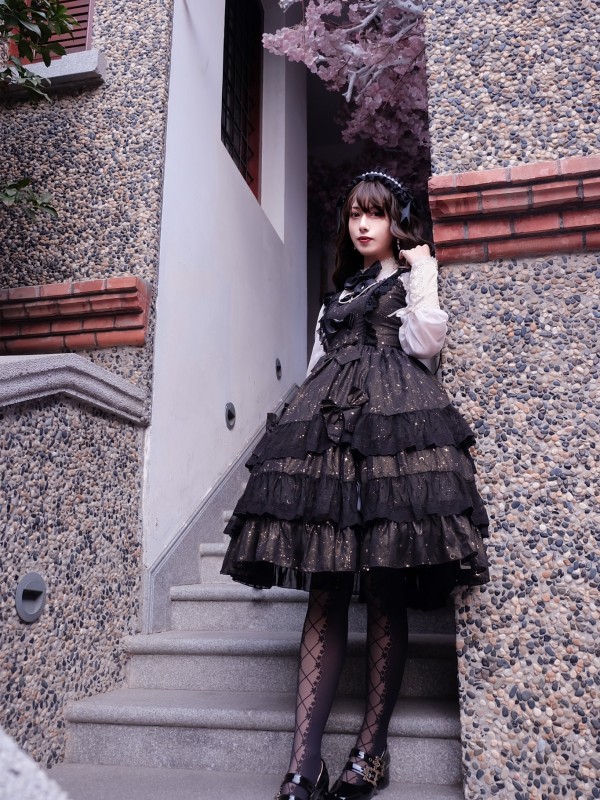 Sweet Retro Chiffon Dress JSK Multi-layered Lolita Jumperskirt Sweet Retro Chiffon Dress JSK Multi-layered Lolita Jumperskirt