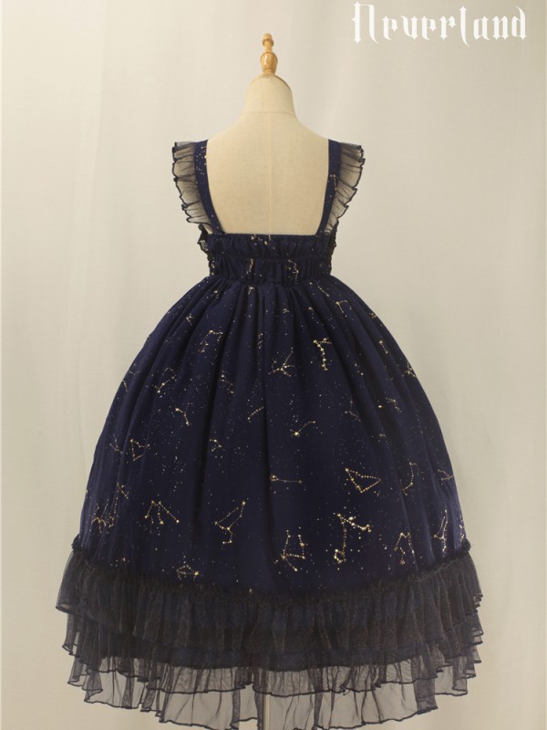 Sweet Black Wishing Stars Lolita Jumperskirt Type 3