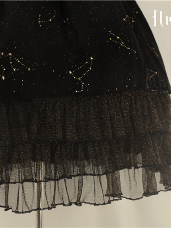Sweet Black Wishing Stars Lolita Jumperskirt Type 3