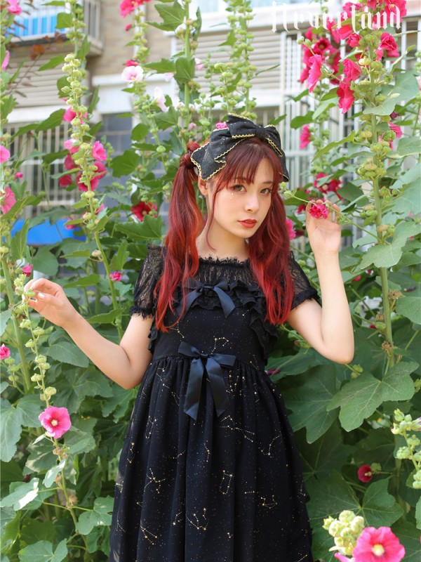 Sweet Black Wishing Stars Lolita Jumperskirt Type 3