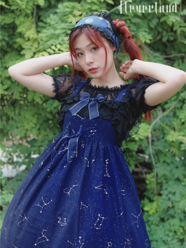 Sweet Black Wishing Stars Lolita Jumperskirt Type 3