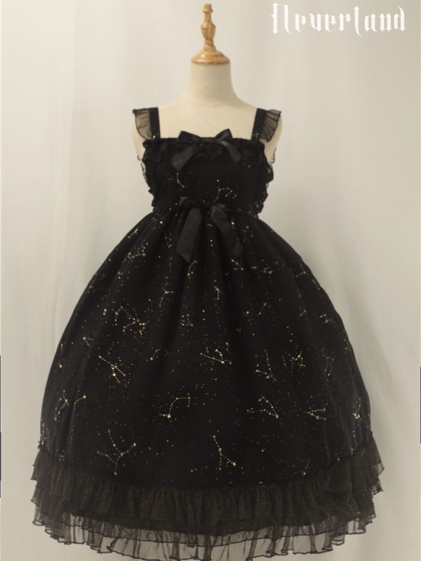 Sweet Black Wishing Stars Lolita Jumperskirt Type 3