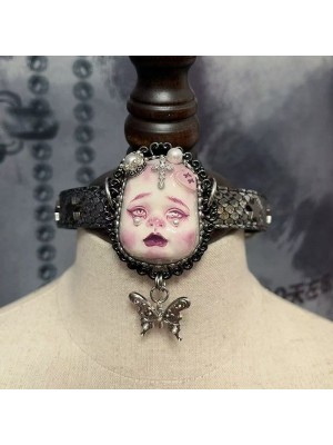 Gothic Cross Choker With Dark Lolita Charm