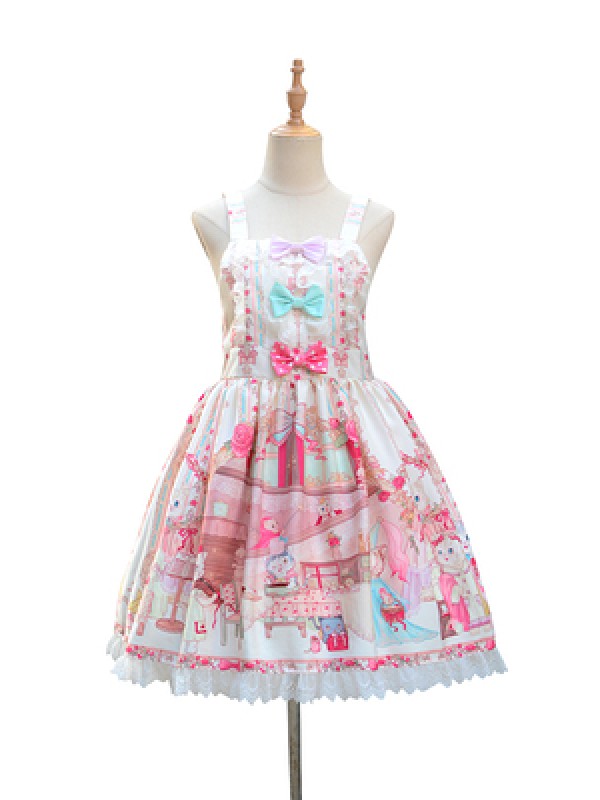 Zhijinyuan - Cat Tea Party Suspender Skirt Zhijinyuan - Cat Tea Party Suspender Skirt