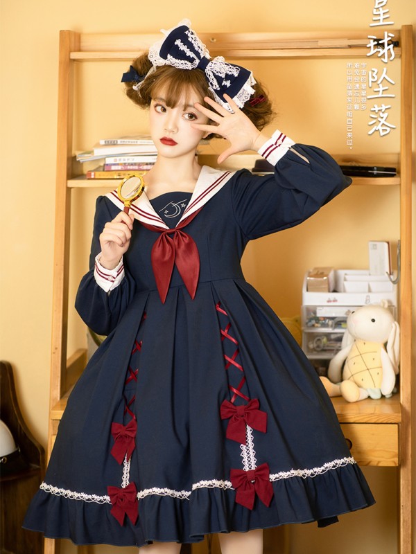 Zhijinyuan - Falling Stars Sailor Collar One-piece Zhijinyuan - Falling Stars Sailor Collar One-piece
