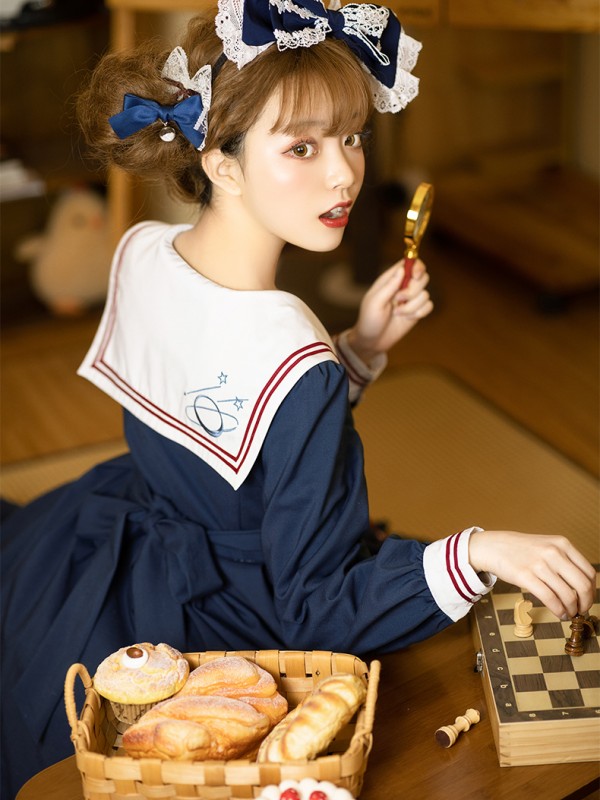 Zhijinyuan - Falling Stars Sailor Collar One-piece Zhijinyuan - Falling Stars Sailor Collar One-piece