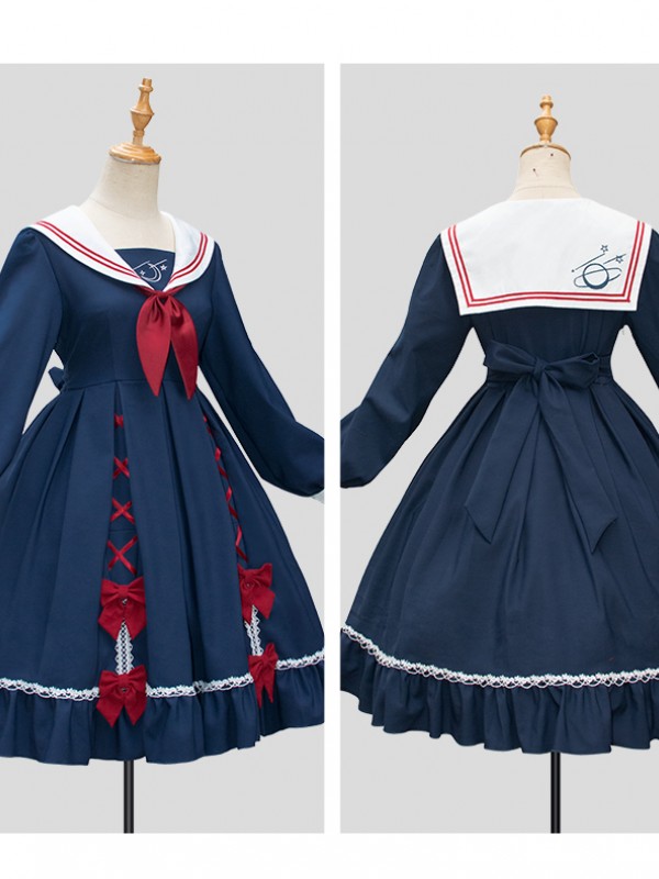 Zhijinyuan - Falling Stars Sailor Collar One-piece Zhijinyuan - Falling Stars Sailor Collar One-piece