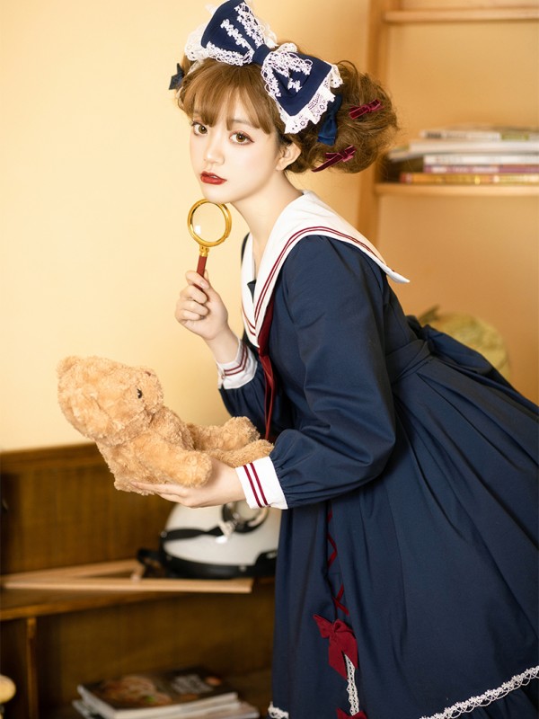 Zhijinyuan - Falling Stars Sailor Collar One-piece Zhijinyuan - Falling Stars Sailor Collar One-piece