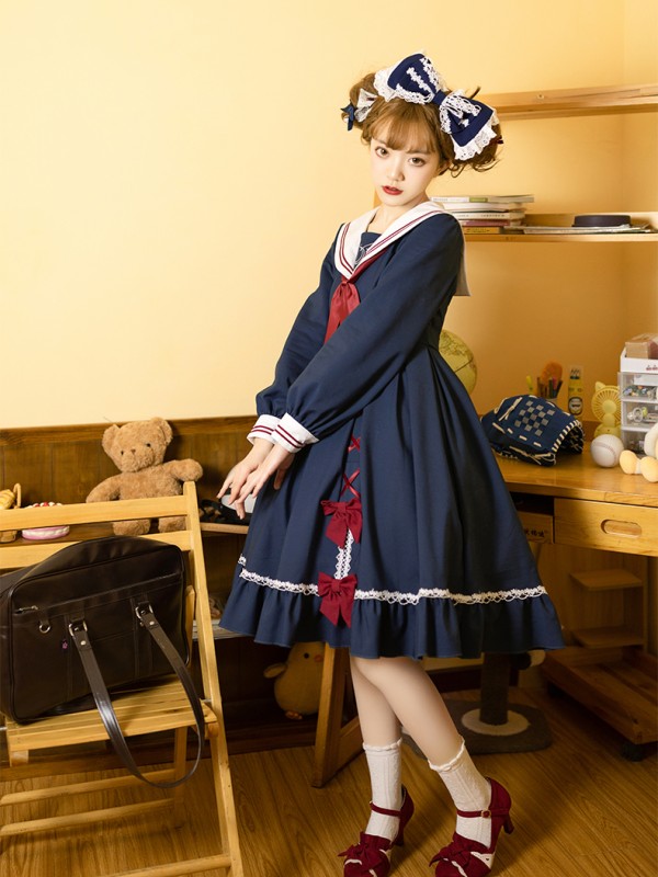 Zhijinyuan - Falling Stars Sailor Collar One-piece Zhijinyuan - Falling Stars Sailor Collar One-piece