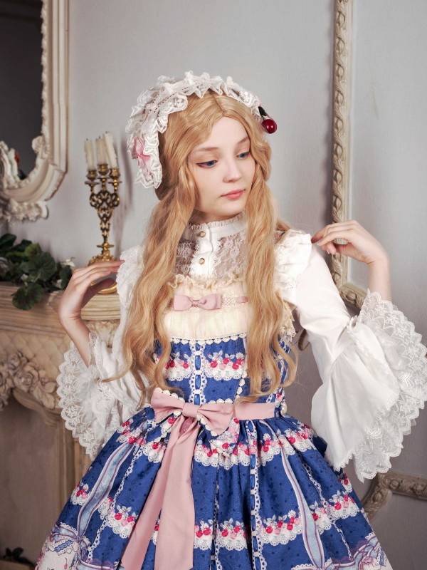 Sweet Cherry Print JSK Bow Belt Jumperskirt