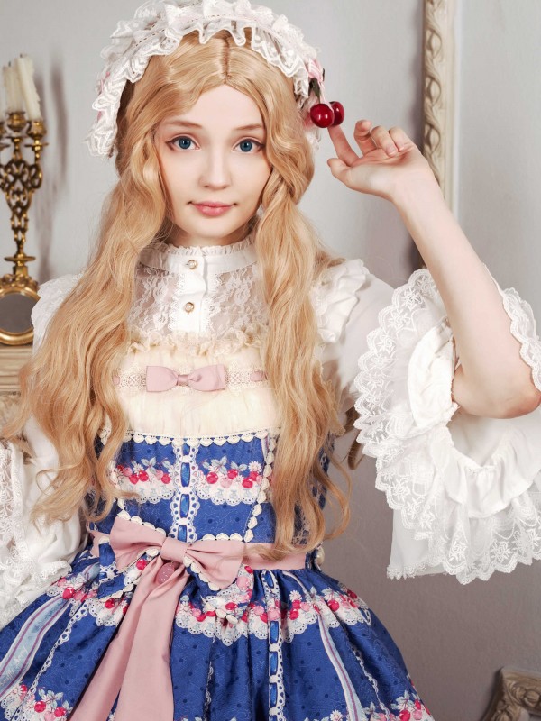 Sweet Cherry Print JSK Bow Belt Jumperskirt