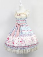 Sweet Cherry Print JSK Bow Belt Jumperskirt