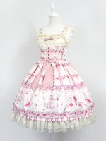 Sweet Cherry Print JSK Bow Belt Jumperskirt
