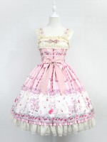 Sweet Cherry Print JSK Bow Belt Jumperskirt