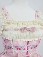 Sweet Cherry Print JSK Bow Belt Jumperskirt