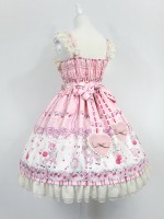 Sweet Cherry Print JSK Bow Belt Jumperskirt