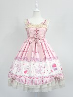 Sweet Cherry Deer High-waisted Jumperskirt