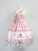 Sweet Cherry Deer High-waisted Jumperskirt