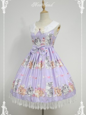 Sweet and Lovely Don't Eat Bunny Round Collar JSK Lolita Jumperskirt