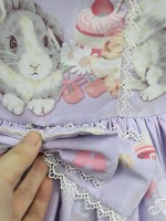 Sweet and Lovely Don't Eat Bunny Round Collar JSK Lolita Jumperskirt