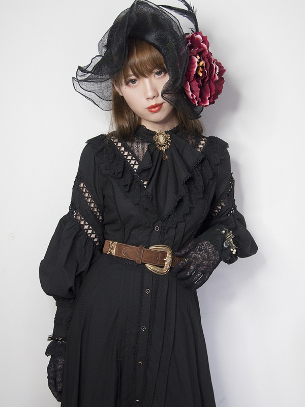 Long-sleeved Shirt Dress Retro Style One-piece Long-sleeved Shirt Dress Retro Style One-piece