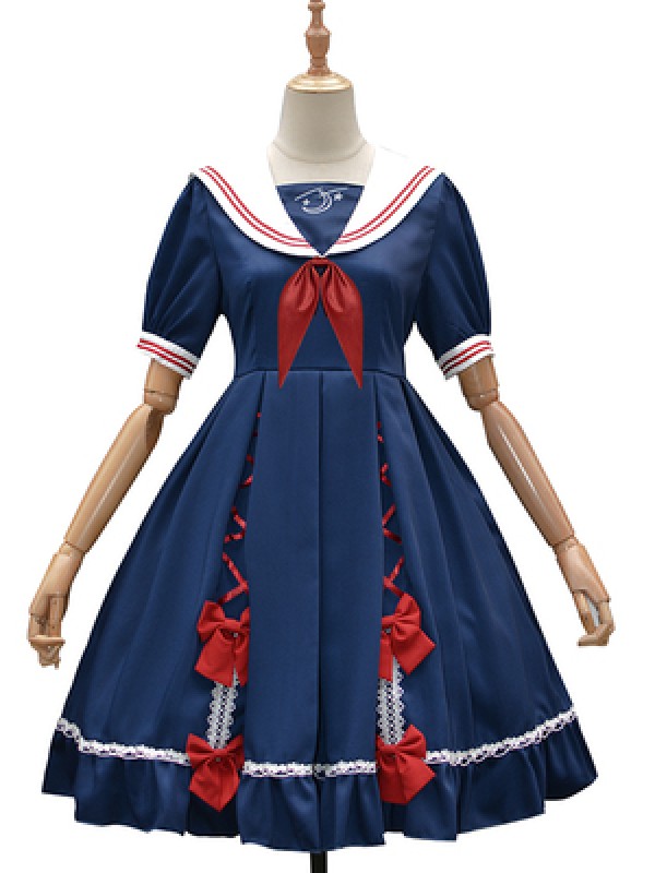 Zhijinyuan - Falling Stars Sailor Collar One-piece Zhijinyuan - Falling Stars Sailor Collar One-piece