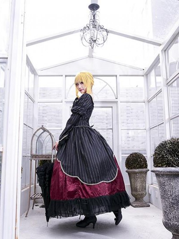 Long Sleeve Retro Dress Palace Style One-piece