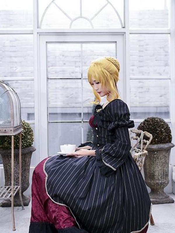 Long Sleeve Retro Dress Palace Style One-piece