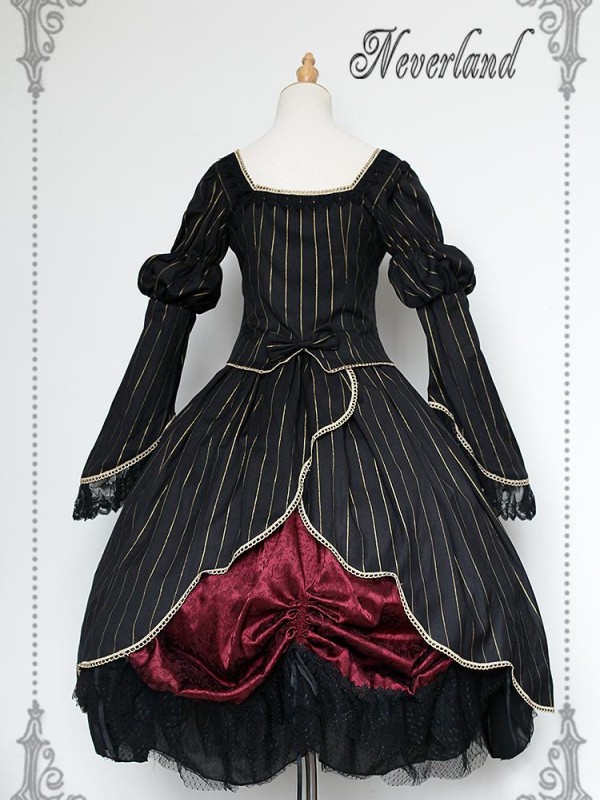 Long Sleeve Retro Dress Palace Style One-piece