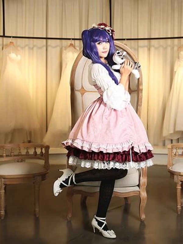 Sweet Pink Retro Lolita Suspender Skirt Furudo Erika Jumperskirt