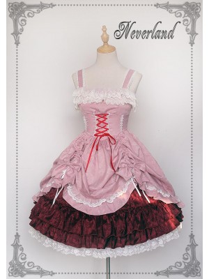 Sweet Pink Retro Lolita Suspender Skirt Furudo Erika Jumperskirt