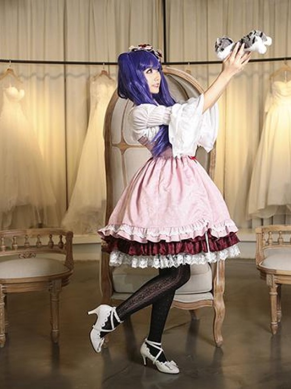 Sweet Pink Retro Lolita Suspender Skirt Furudo Erika Jumperskirt