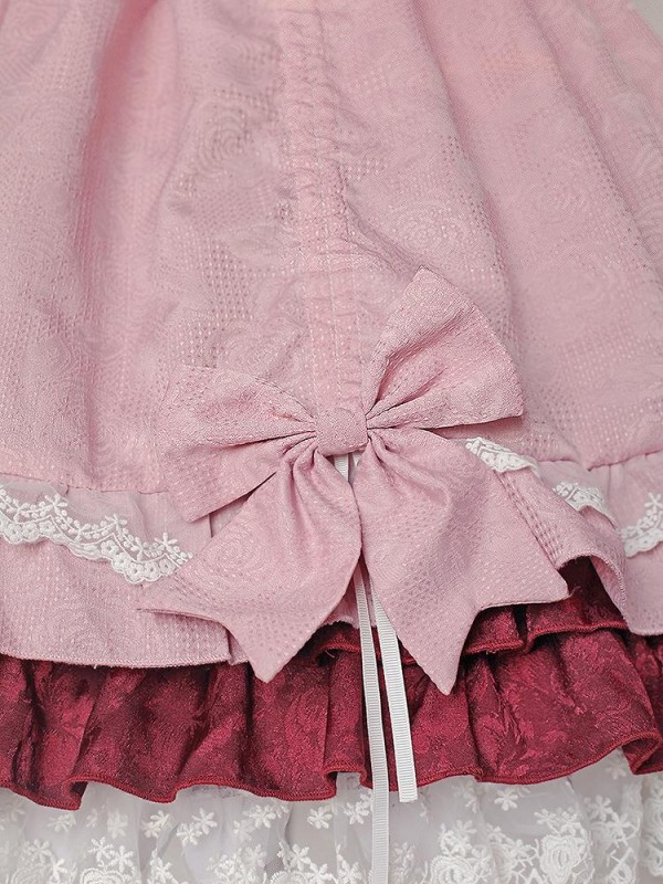 Sweet Pink Retro Lolita Suspender Skirt Furudo Erika Jumperskirt