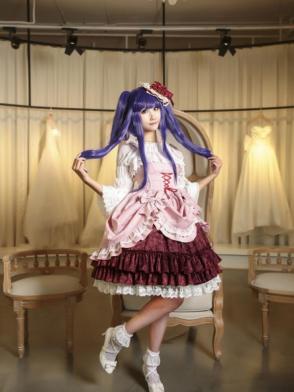 Sweet Pink Retro Lolita Suspender Skirt Furudo Erika Jumperskirt