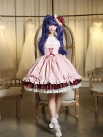 Sweet Pink Retro Lolita Suspender Skirt Furudo Erika Jumperskirt