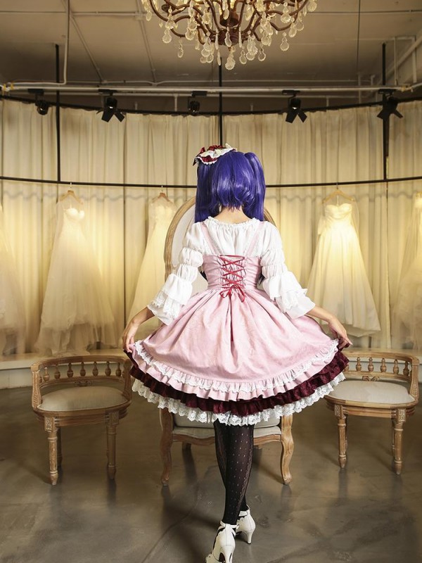 Sweet Pink Retro Lolita Suspender Skirt Furudo Erika Jumperskirt