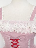 Sweet Pink Retro Lolita Suspender Skirt Furudo Erika Jumperskirt