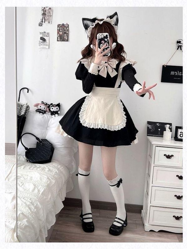 【Kisskiss】~Maid dress~Ancient style Folding lace~ONE-PIECE 【Kisskiss】~Maid dress~Ancient style Folding lace~ONE-PIECE