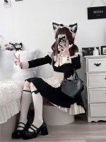 【Kisskiss】~Maid dress~Ancient style Folding lace~ONE-PIECE 【Kisskiss】~Maid dress~Ancient style Folding lace~ONE-PIECE