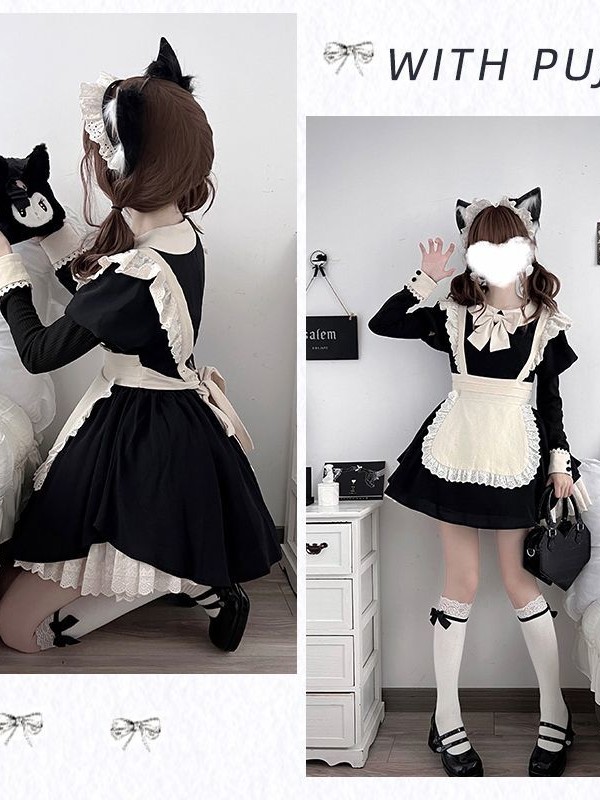 【Kisskiss】~Maid dress~Ancient style Folding lace~ONE-PIECE 【Kisskiss】~Maid dress~Ancient style Folding lace~ONE-PIECE