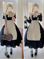 【Kisskiss】~Maid dress~Ancient style Folding lace~ONE-PIECE 【Kisskiss】~Maid dress~Ancient style Folding lace~ONE-PIECE