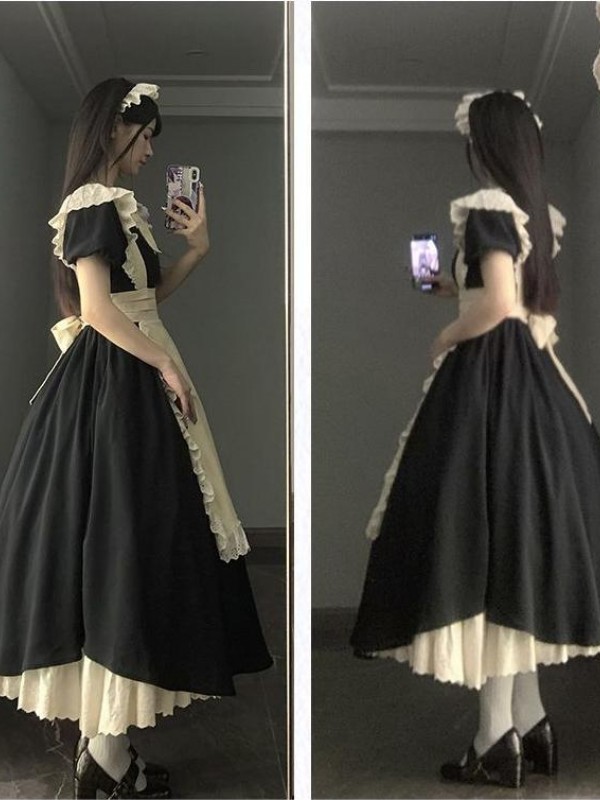 【Kisskiss】~Maid dress~Ancient style Folding lace~ONE-PIECE 【Kisskiss】~Maid dress~Ancient style Folding lace~ONE-PIECE