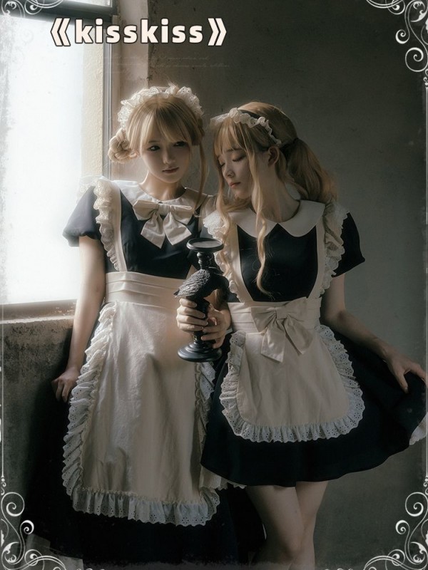 【Kisskiss】~Maid dress~Ancient style Folding lace~ONE-PIECE 【Kisskiss】~Maid dress~Ancient style Folding lace~ONE-PIECE